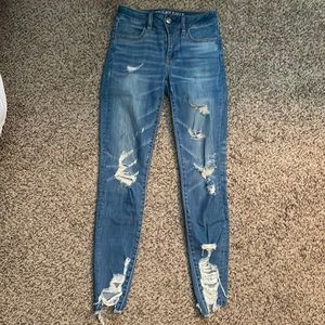 American Eagle Distressed Super Stretch HighRise Jegging Size 0